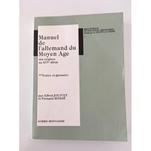 Manuel de l'Allemand du Moyen Age. Des origines au XIVe siècle. 2 Volumes ( complet ). Tome 1 : Grammaire. Tome 2 : Textes et glossaire. Aubier Montaigne, Paris. Collection " Bibliothèque de Philologie Germanique ". 1972. Brochés. 207 et 559 pages. Très légères rousseurs sur les couvertures. (Langue allemande. Linguistique. Moyen Age. )