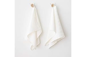 LinenMe Lara Set mit 2 Geschirrtuch Leinen 100%, 42x70 cm - Leinentuch mit Aufhänger - Geschirrtücher und Küchentücher in Milchweiß, Hergestellt in Litauen