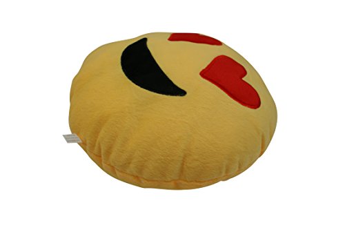 ocona© Emoticon Dekokissen „Emoji verliebt/in love“ Lach Smiley whatsapp Stuhlkissen Sitzkissen Plüsch Polster rund, Durchmesser 25 cm, gelb - 2