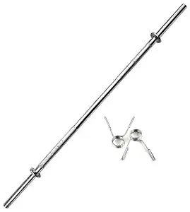 BODY MAXX 25mm Weight Straight Bar with 2 No Spring Locks, 7ft