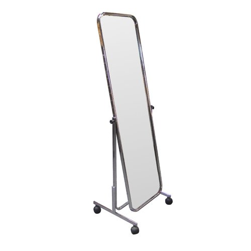ShopDirect Standspiegel, Therapiespiegel, Garderobenspiegel, Anprobespiegel schwenk- und fahrbar, H140 B40 cm, verchromt