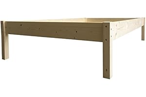 ‎LIEGEWERK LIEGEWERK Massivholzbett Erhöhtes Bett Seniorenbett 90x200 cm Holzbett 90 Holz Natur (90cm x 200cm, Betthöhe 55cm)