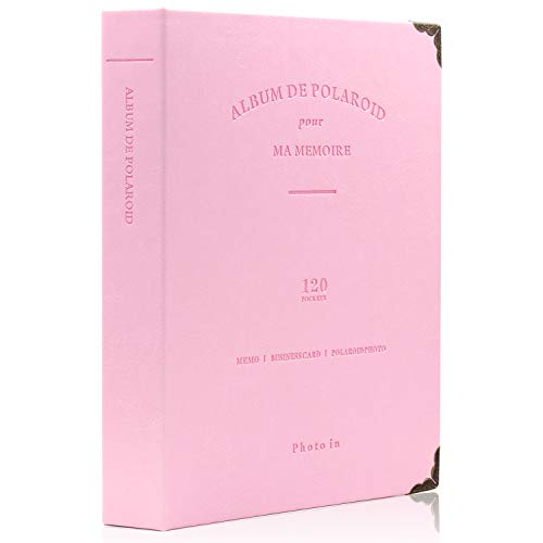 Ablus Store 120 Pockets Mini Photo Album pour Fujifilm Instax Mini 7s 8 8+ 9 25 26 50s 70 90 Caméra instantanée et Carte de Noms (Rose)