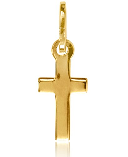 My Gold Kinder Anhänger Kreuz Gold 750 (Ohne Kette) Echtes Gelbgold (18 Karat) Klein 17mm x 6mm Mini Mädchen Jungen Rapallo V0011257