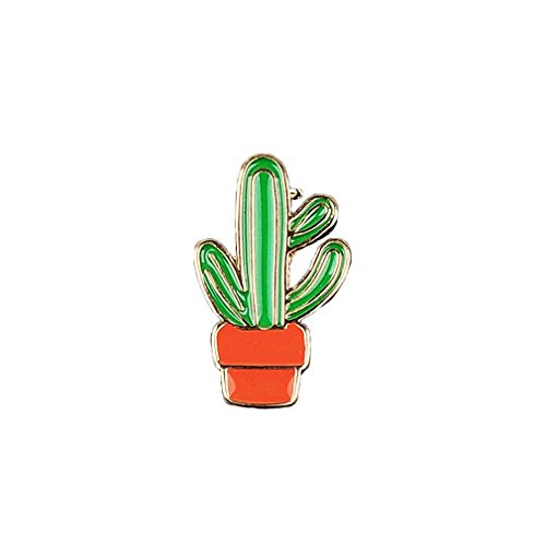 MJARTORIA Mädchen Anstecker Kaktus Topf Brosche Cartoon Emaille Button Zugehör Kleidung Taschen Grün