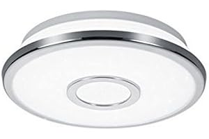 Trio Leuchten LED Deckenleuchte Osaka 678711206, Chrom, Acryl weiß mit Star Light Effekt, 12 Watt, Switch Dimmer, 21,00 x 21,00 x 5,00 cm