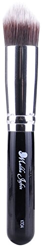 Tapered Kabuki Makeup Brush By Malika Jafrin Makeup Artist - The Perfect Multipurpose High Quality Kabuki Brush for Blending Cream, Liquid, Concealer to Your Eyes ,Forehead & Cheeks - Features our Dense Natural/Synthetic Tapered Bristles with Wooden Handle - Recommended by Professionals - Protected by our LIFETIME Guarantee