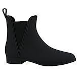  Bequeme Stiefeletten Damen Chelsea Boots Gummistiefel Lack Schuhe 137935 Schwarz Matt 38 Flandell