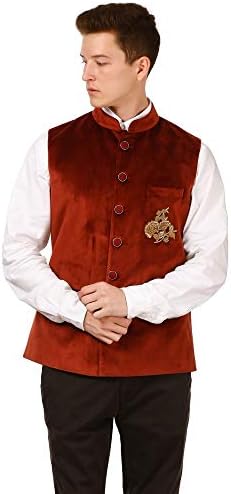 Shri Ram & Sons Men's Solid Brown Waistcoat/Ethnic Jacket