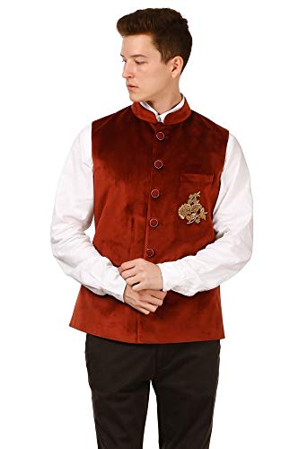 Shri Ram & Sons Men's Solid Brown Waistcoat/Ethnic Jacket