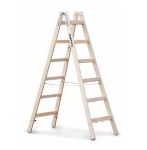 Euroline Holz-Sprossenstehleiter 2x6 Sprossen mit Eimerhaken Nr. 10501