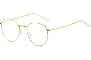 LNTICB® Occhiali da Computer Occhiali da Vista Filtro Luce Blu Occhiali da Gaming Ultra Leggero Lenti Trasparenti Retrò Rotonde Montatura Metallo Anti Affaticamento per Donna Uomo