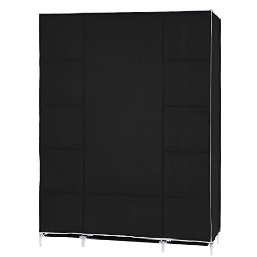 Homdox Kleiderschrank Garderobe Stoffschrank Faltschrank Campingschrank ,150x175x45 CM ,Schwarz - 5