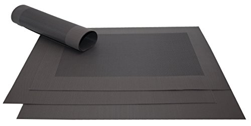 ZOLLNER® 4er-Set hochwertige Tischsets / Platzset schwarz 32x47 cm, gewebt aus PVC und Polyester, in verschiedenen Farben erhältlich, vom Hotelwäschespezialist, Serie "Top"