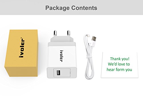 iVoler Caricatore da Muro (2.4A) con Cavo USB (1m) per Ricarica e Trasferimento Dati per iPhone X, 8, 8 Plus, 7, 7 Plus, 6s Plus, 6s, 6 Plus, 6, SE, 5s, 5c, 5, iPad mini / Air,iPod Nano / Touch, Caricabatterie USB Alimentatore Caricatore da Parete con Tecnologia di Ricarica Rapida Qsmart per iPhone, iPad, Samsung Galaxy, Huawei,ASUS, LG, HTC, Sony,Motorola,Tablet, Smartphone e gli altri dispositivi USB. - Bianco