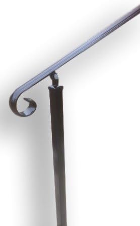 Wrought Iron Decorative Handrail Rail Railing With Concrete In Post For Steps or Stairs (1.2m)