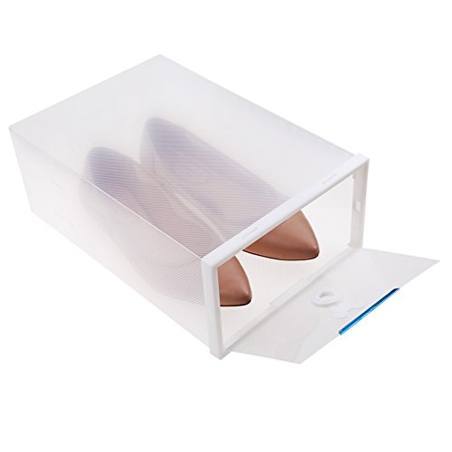 Schuhbox Acelectronic 10 set Plastik Schuhbox Schuhkasten Lagerkasten Clear Boxen Schuhschachtel für Aufbewahrung Schuhe Faltbare Halter für Damen,Multifunktional Organiser (Weiß) - 3