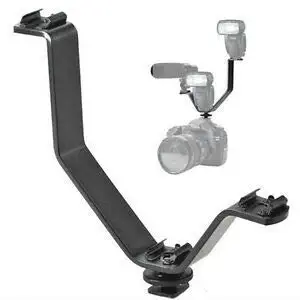 Camrolite Universal V Shape Bracket for Flashes and mic V Shape Mount Bracket for Nikon Canon Sony Pentax DSLR Camera (Black)