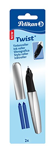 Pelikan 947457 Tintenroller Twist, universell für Rechts- und Linkshänder, silber