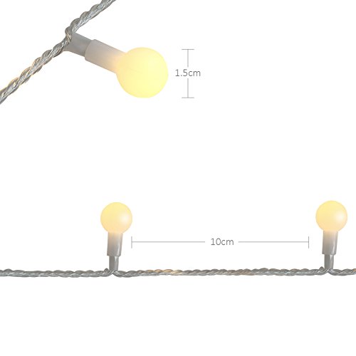 KooPower 12M 100er Kugel LED Lichterkette Warmweiß mit Fernbedienung und Timer (8 Modi, Dimmbar) für Party, Garten, Weihnachten, Halloween, Hochzeit, Beleuchtung Deko – 31V 4,8W - 5
