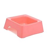Tamaño: 16.6*11*4.5CM Pet Online Cuenco de mascota cuenco cuadrado antideslizante de plástico para perros y gatos, 16.6 * 11 * 4.5cm, rosa