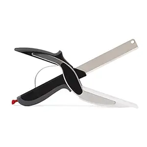 Dhruheer 2 in 1 Kitchen Knife with Cutting Board/Kitchen Scissor & Slicer/Veggie Cutter/Food Chopper/Salad Cutter/Fruit Cutter/Kitchen Gadget - Multy Color
