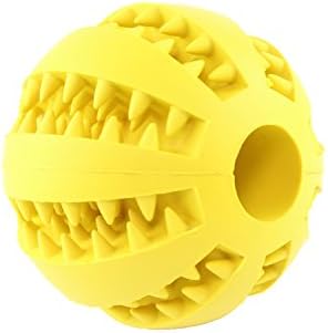 wangstar Dog Ball Toy,Nontoxic Bite Resistant Rubber Toy Balls,Chew Training Tooth Cleaning Ball (Yellow)