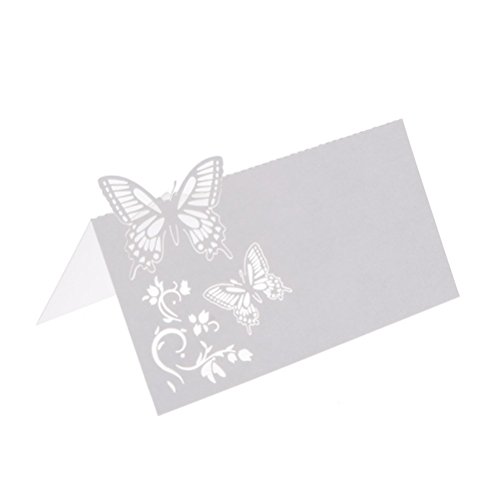 ROSENICE 50 Stück Tischkarten Schmetterlings Blume Hochzeit Dekoration Tischdekoration Namenskarten Platzkarten - 6