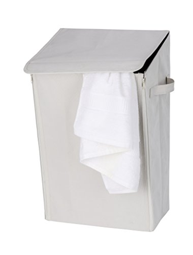 Wenko 62025100 Mobiler Wand Wäschesammler, Wäschekorb, Kunststoff - Polyester, Fassungsvermögen 30 L, 33 x 54 x 26 cm, beige