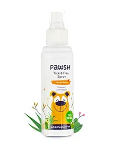 Pawsh | Natural Anti Tick and Flea Spray (120ml) | Itch- Free Experience, Tick Repellant, Citronella and Lemongrass Enriched, SLS & Paraben Free, Safe for Dogs and Cats