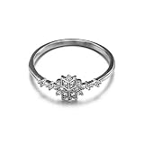 Freundinnen Geschenk, Einfach Herz Diamant Ring Paar Besondere Sonnenblume Jahrgang Liebe Mama Ring Schmuck für Hochzeit Geburtstag Muttertag Schneeflocke Geschenk
