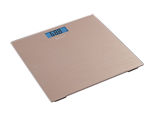 EXZACT – Personenwaage/ Elektronische Körperwaage / Digitale Badezimmerwaage – Große Kapazität 180kg / 400lb / 28st – Hohe Präzision, Schritt-auf, Hintergrundbeleuchtung LCD-Anzeige – Schlank – Farbige Glasplattform (Gold) - 2