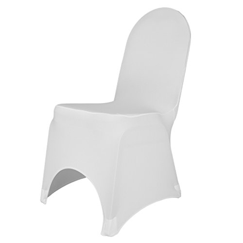 Stuhlhusse Stretch beinfrei mit Ausschnitt Arch, bügelfrei, Stuhlbezug für runde und eckige Lehne (Weiß)