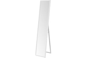 LOLAhome - Espejo de pie vestidor para Cuerpo Entero con Marco de 20mm de Madera Blanca de 153x33 cm