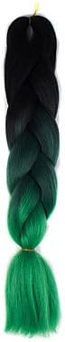 GANTA Black Dark Green Ombre Crochet 24 Yaki Kanekalon 3 Tone Jumbo Braids 100g Synthetic Hair , green