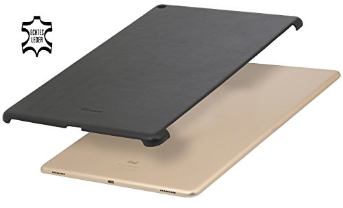 StilGut Cover, Hülle aus echtem Leder für Apple iPad Pro 12,9" 2015, Backcover passend auch mit Smart Keyboard, Schwarz Nappa