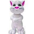 DT Play Crafters Voice Repeating Talking Tom Toy - Intelligent Electronic Pet Cat for Kids - Voice Recording Talking Toy for Fun Interaction (White)