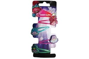 HOVUK® Kids Girls Trolls Accessories Glitter Hair Clips 4Pk, Clips, Sliders, Bows, Headband, Hairbrush, Bobbles, Purse, KeyRing