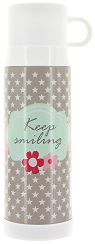 Thermosflasche KEEP SMILING taupe aus Edelstahl