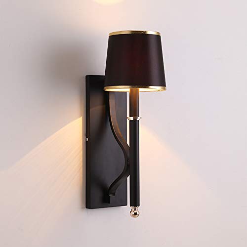 Preisvergleich Produktbild Wandleuchte Schlafzimmer WandleuchteWohnzimmer Wandleuchte Nordic einfache moderne TV Hintergrund Wand dekorative Lampe kreative Kunst Nachttischlampe im amerikanischen Schlafzimmer, A Black Lampshade