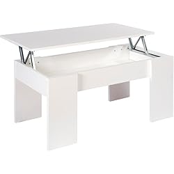 Studio Decor Mesa de Centro elevable Lara, Color Blanco, 100 x 50 x 44,6-58 cm, Madera contrachapada, 100x50x44.6 cm