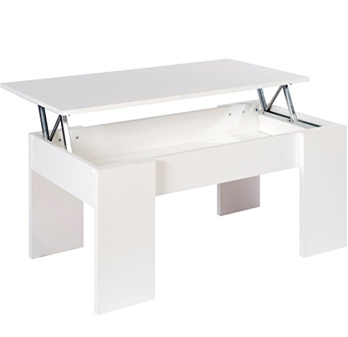 Studio Decor Mesa de Centro elevable Lara, Color Blanco, 100 x 50 x 44,6-58 cm, Madera contrachapada, 100x50x44.6 cm