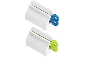 FOUTP 2 Pcs Exprimidor de Pasta de Dientes Clips de Soporte Tubo de Plástico Universal Enrollable y Simple Extrusor de Tubo Rotación Fácil Pasta de Dientes Dispensador para Accesorios de Baño