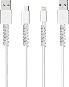 STRIFF 12 Pieces Highly Flexible Silicone Micro USB Protector, Mouse Cable Protector, Suit for All Cell Phones, Computers and Chargers (White)