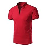 Luckycat Herren Sommer T-Shirt Polo Kragen Slim Fit Baumwolle Basic schwarzes Männer Poloshirts Kurze Ärmel Sweatshirt Kurzarm Kurzarmshirts Herren Poloshirt Polohemd T-Shirt Shirt Mit Polokragen