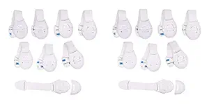 Volo Baby Infant Child Proofing Safety Locks Latches Door, Cupboard Cabinet, Fridge Drawer Locks/Child Safety Strap Locks for Dishwasher, Toilet with Strong 3M Adhesive (White) 16 Pcs.