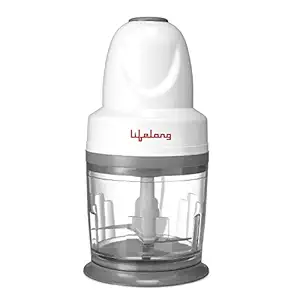Lifelong iChop 250W Electric Chopper Chop, Mince, Puree, Whisk | Single Blade (White)