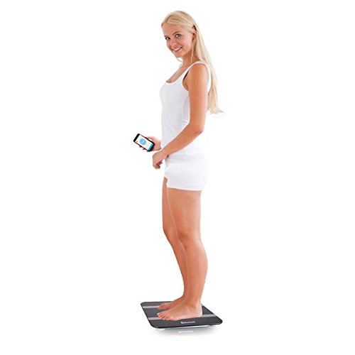Digital-Waage Bluetooth Körperfett Muskelmasse Wasser iOS & Android App Digitale Personenwaage mit Körperfettmessung (Schwarz) - 5