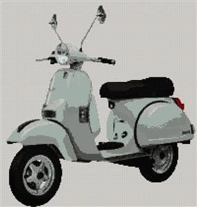 Stitchtastic Vespa PX125 Scooter (Gunmetal) Counted Cross Stitch Kit 14 count aida