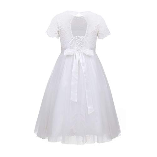 Flower Girl Dresses Tutu Lace Wedding Party Pageant Ball Gown Dress Hollow Heart-Shape Back
